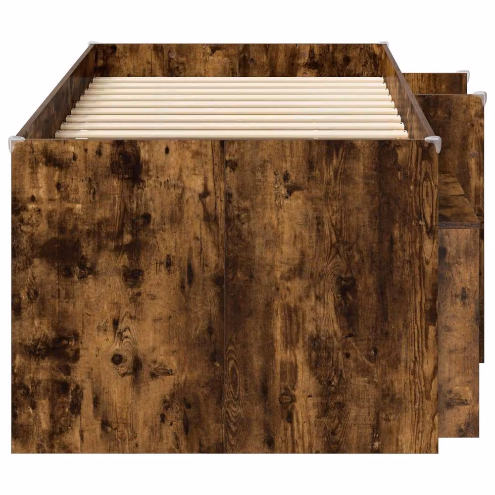 Berkfield Home Loft Bed Frame with Cabinet and Stairs in Smoked Oak Brown Engineered Wood – 3