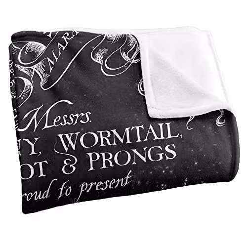 Warner Brothers Harry Potter Black and White Map Fleece Throw Blanket W/D/H: 152 x 127 cm – 2