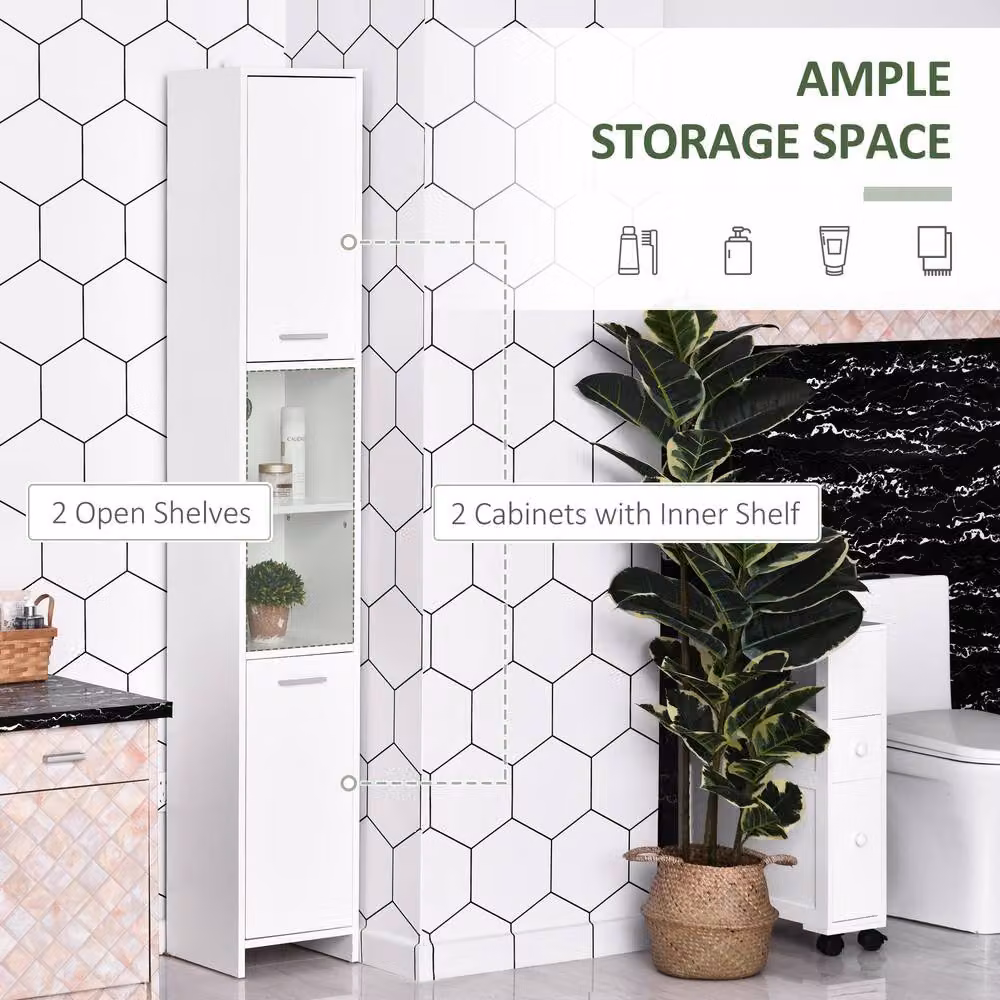 STILVORA Modern White MDF Freestanding Storage Cabinet with Hinged Doors and Internal Shelves – 4