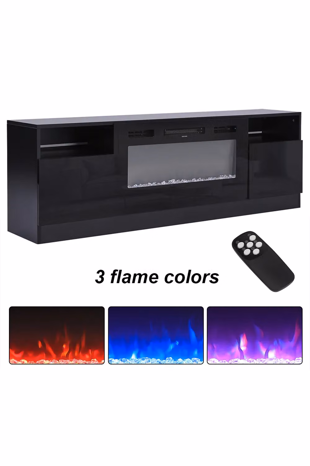 H&O Direct Black Electric Fireplace Insert TV Stand with 36 inch Fireplace – 5