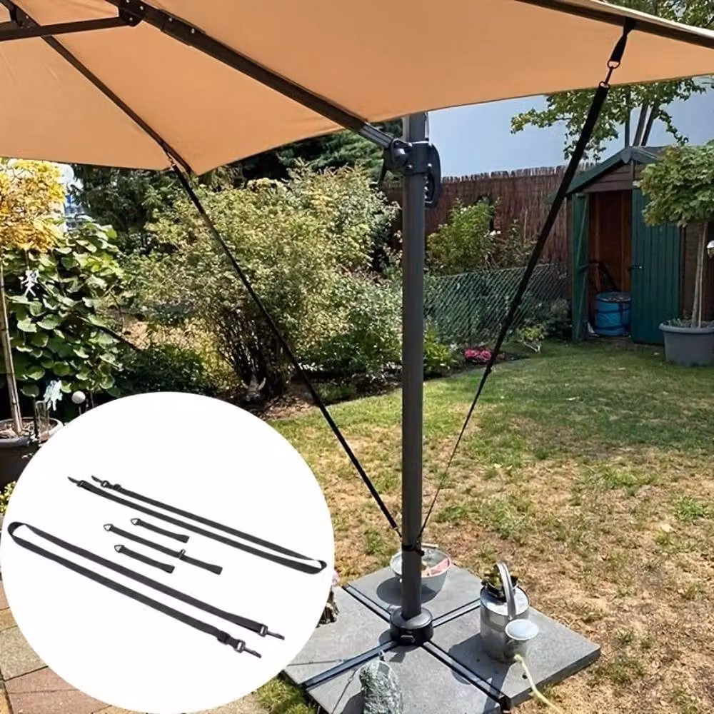 FLAVORA 5 Pack Black Ratchet Cantilever Umbrella Wind Stabiliser Straps, 1.25kg – 2