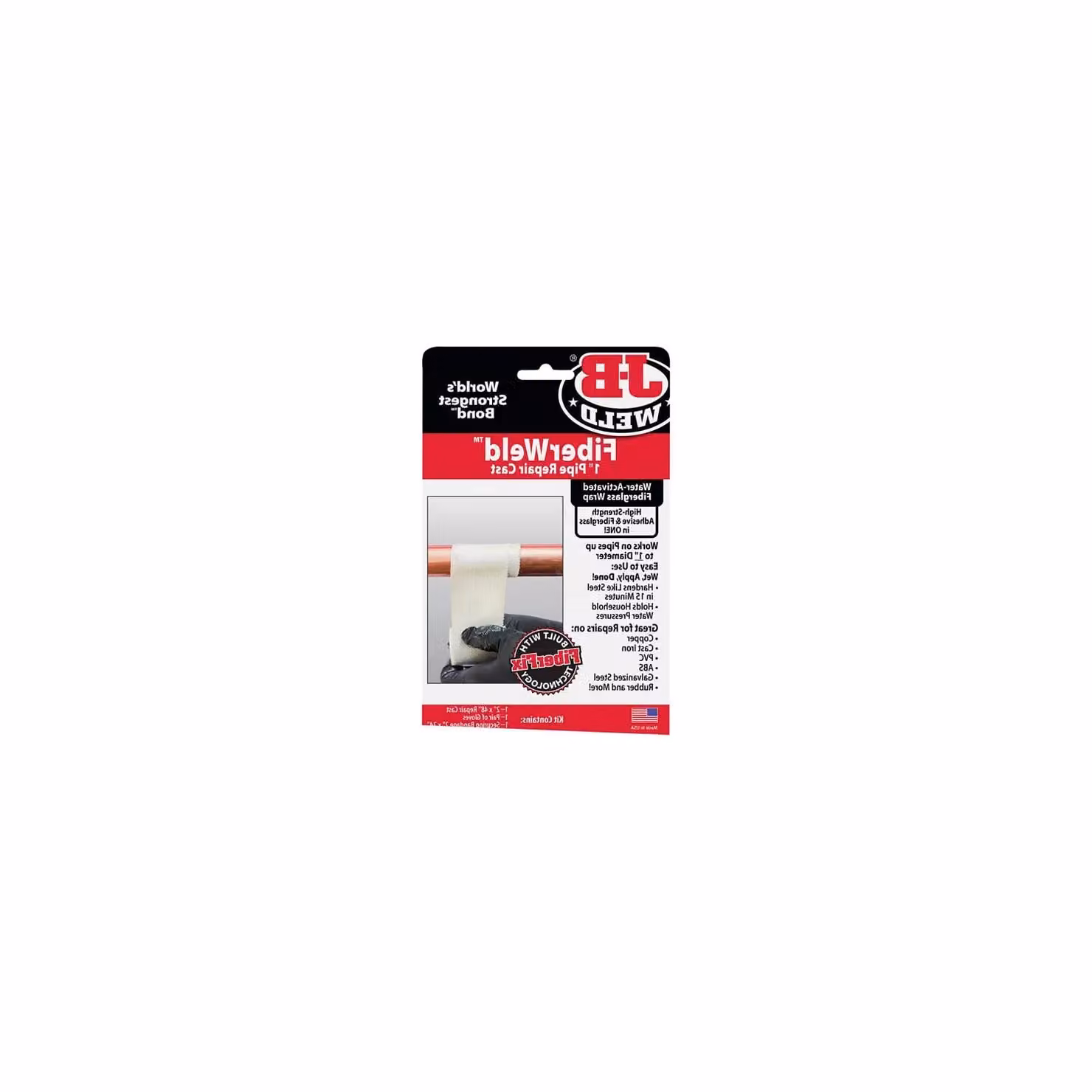 J-B Weld FiberWeld Waterproof Epoxy Pipe Repair Cast, White, 28.4g – 2