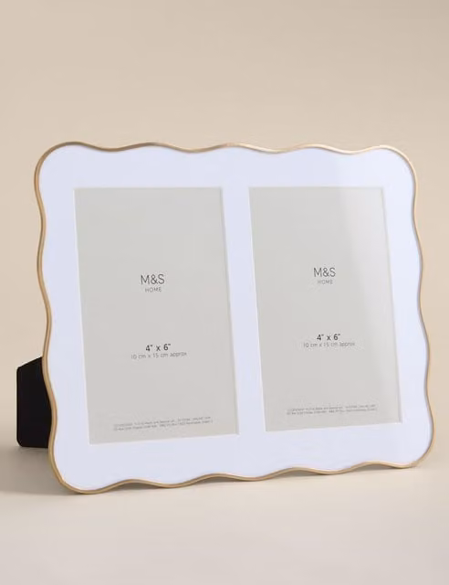 M&S Wiggle Rectangular Metal Tabletop Photo Frame, Gold, 10 x 15 cm