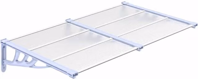 Berkfield Home Polycarbonate and Aluminium Door Canopy in Grey and Transparent, W: 90 cm, H: 152.5 cm