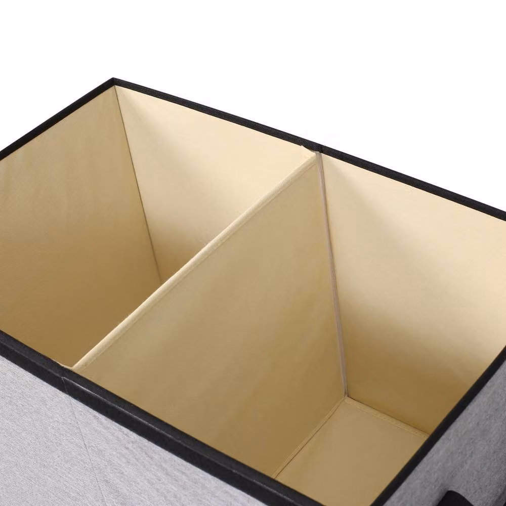 Xample Large Collapsible Storage Box with Lid and Handles, Grey, W/D/H: 42 x 35 x 65 cm – 3