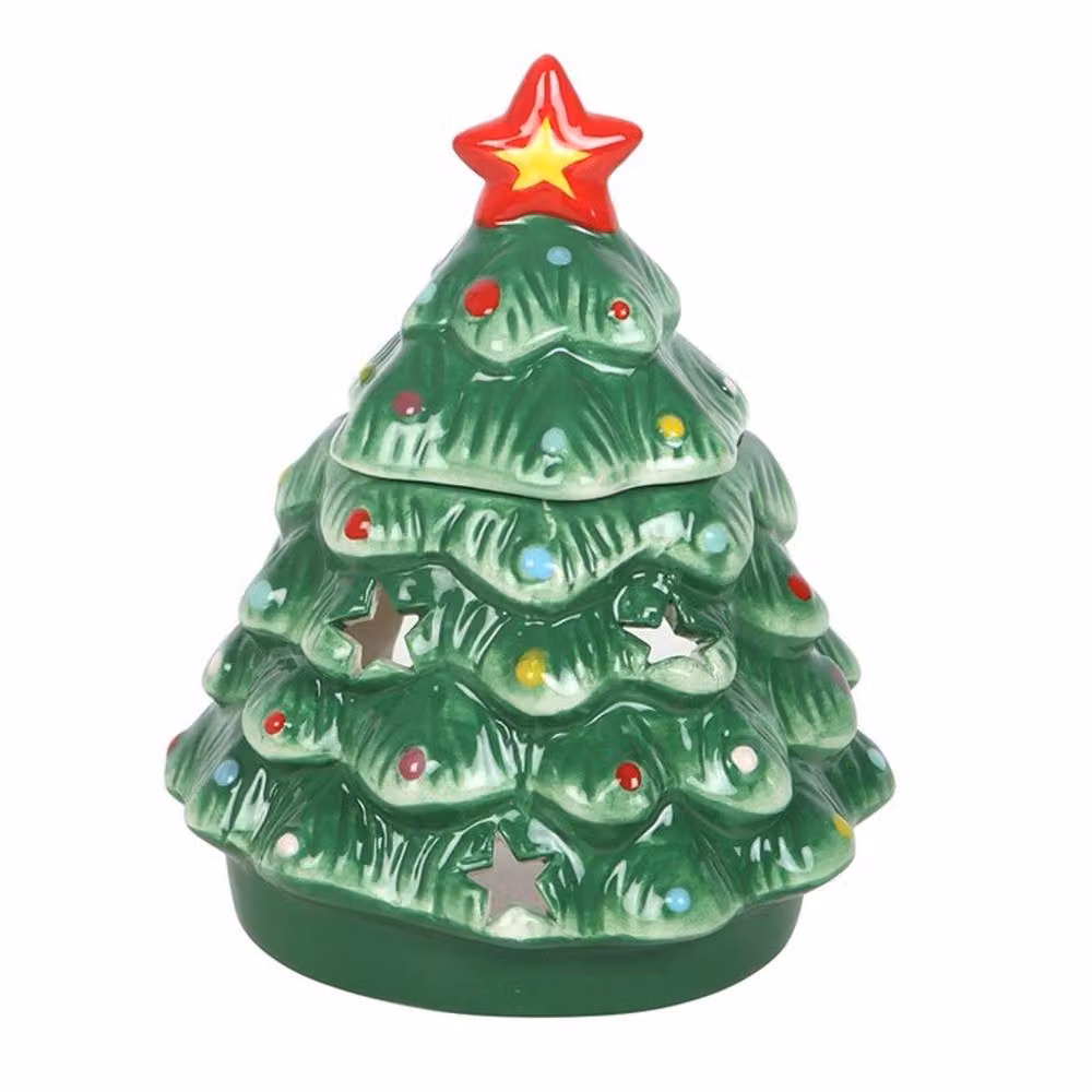 Uniqueful Nostalgic Christmas Tree Ceramic Oil Burner in Green for Tealights – 2