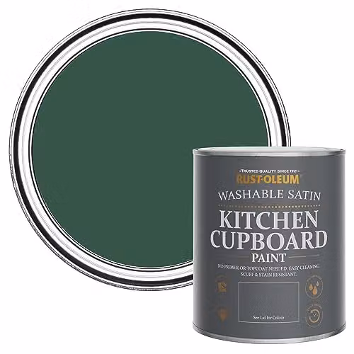 Rust-Oleum Green Scrubbable Kitchen Cupboard Paint in Satin Finish, 750ml