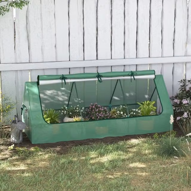 Outsunny Portable Small Polytunnel with Mesh Windows, Green