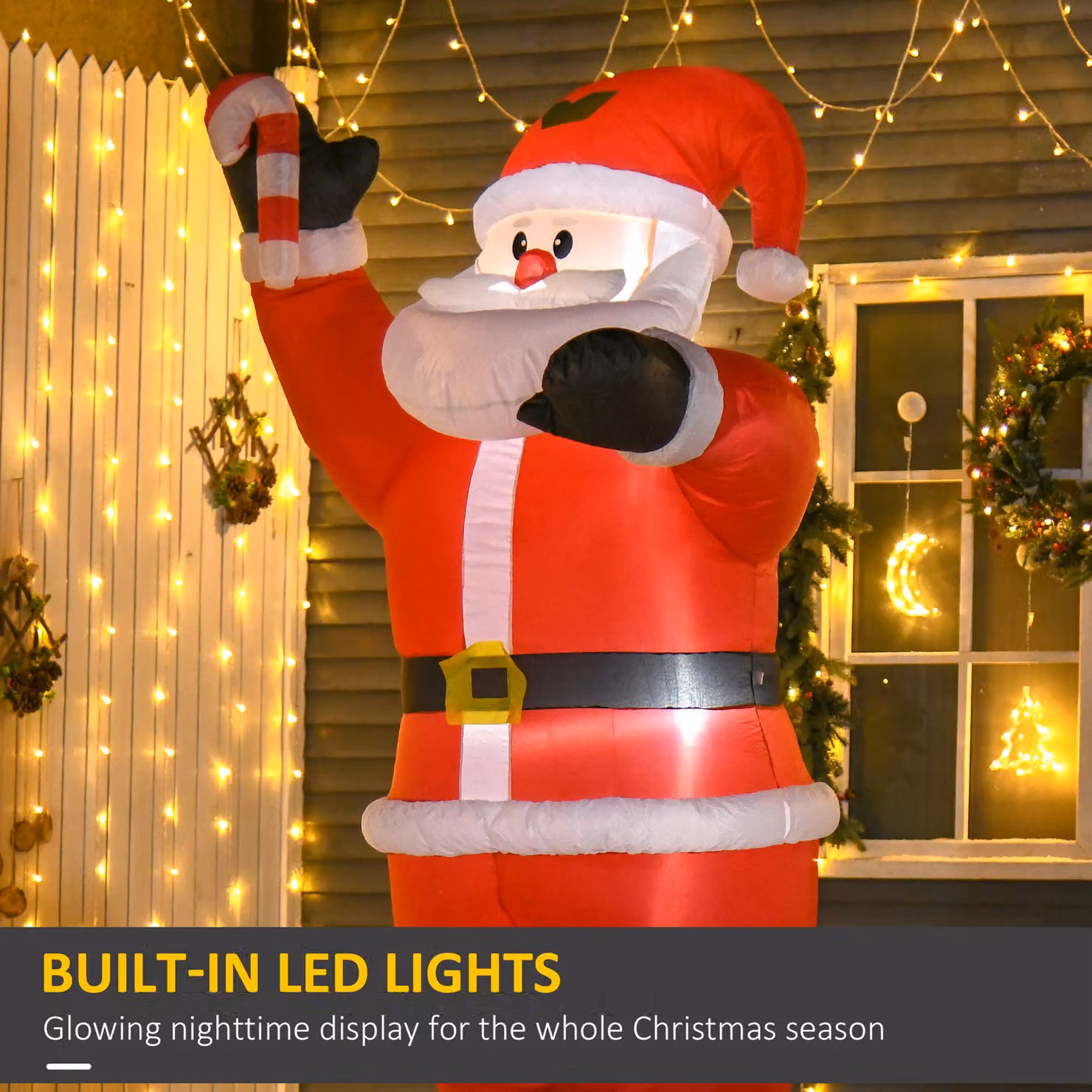 HOMCOM Inflatable Christmas Santa Claus with LED Lights, Red, Height: 240 cm – 4