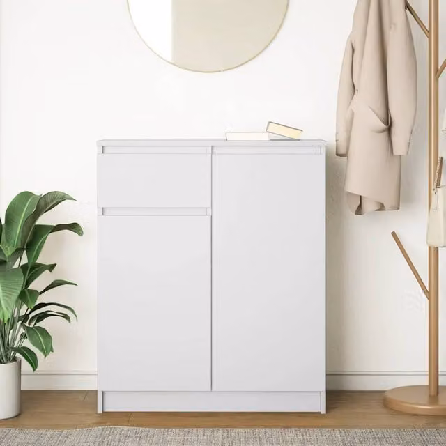 Berkfield Home White Sideboard with Drawer, W/D/H: 71 x 35 x 84 cm