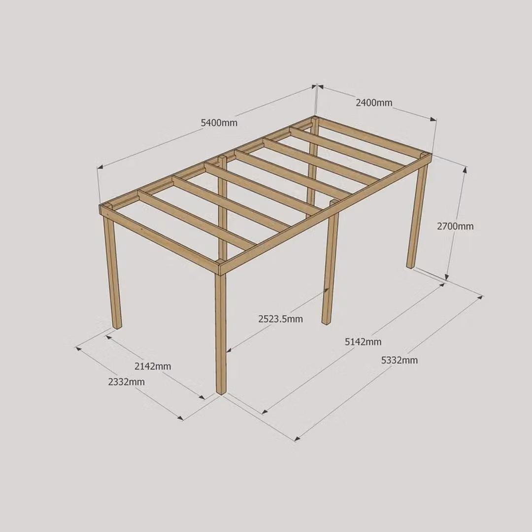 Rutland County Garden Furniture Ltd 6 Post Wood Garden Pergola in Rustic Brown, W: 540 cm, D: 240 cm, H: 270 cm – 4