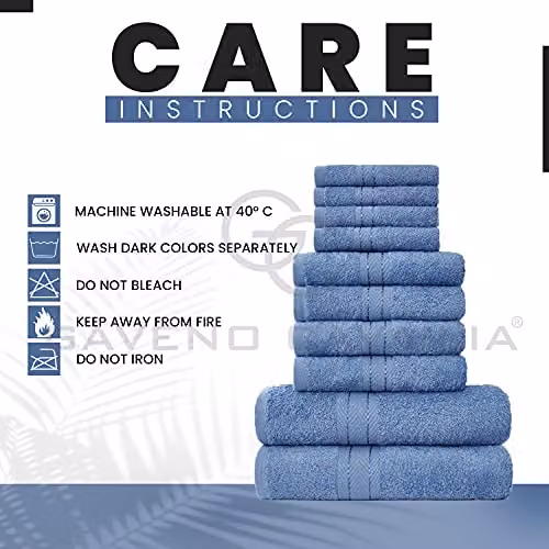 Gaveno Cavailia 10 Piece Egyptian Cotton Towel Set in Blue – 5