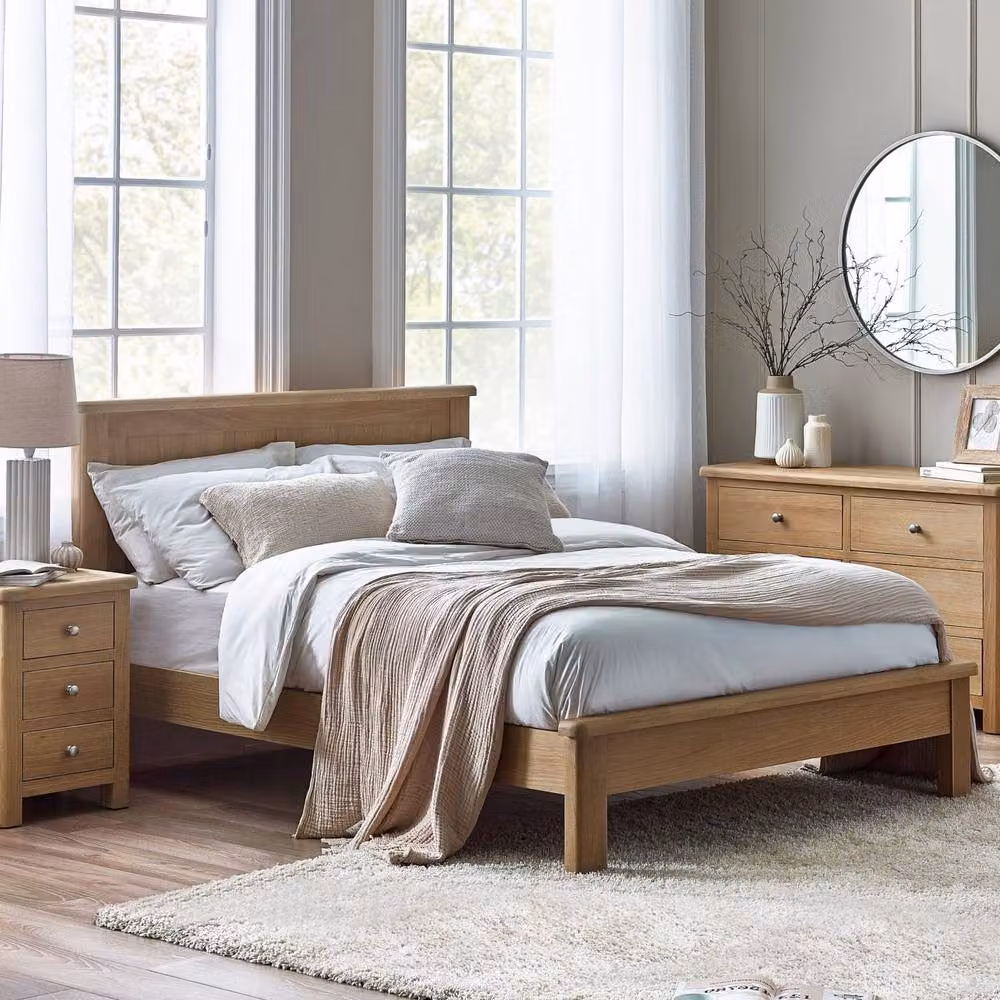 Cheshire Ivory Limed Oak Double Bed in Brown, W/D/H: 135 x 190 cm – 2