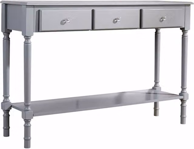 FORGEVIO Wooden 3 Drawer Hallway Console Table in Grey, W/D/H: 120 x 81 x 40 cm