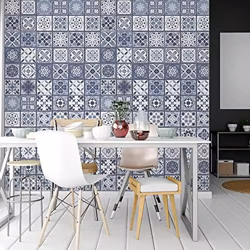 Walplus Lisbon Blue Tiles Removable Self-Adhesive Wall Stickers, 12 pcs, 20 x 20 cm – 1