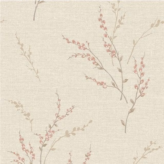 Belgravia Floral Botanical Washable Textured Vinyl Wallpaper in Pink