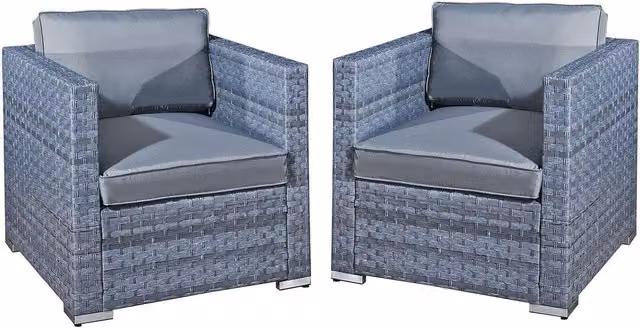 Oseasons Malta Rattan 2 Seat Twin Chair Set in Ocean Grey