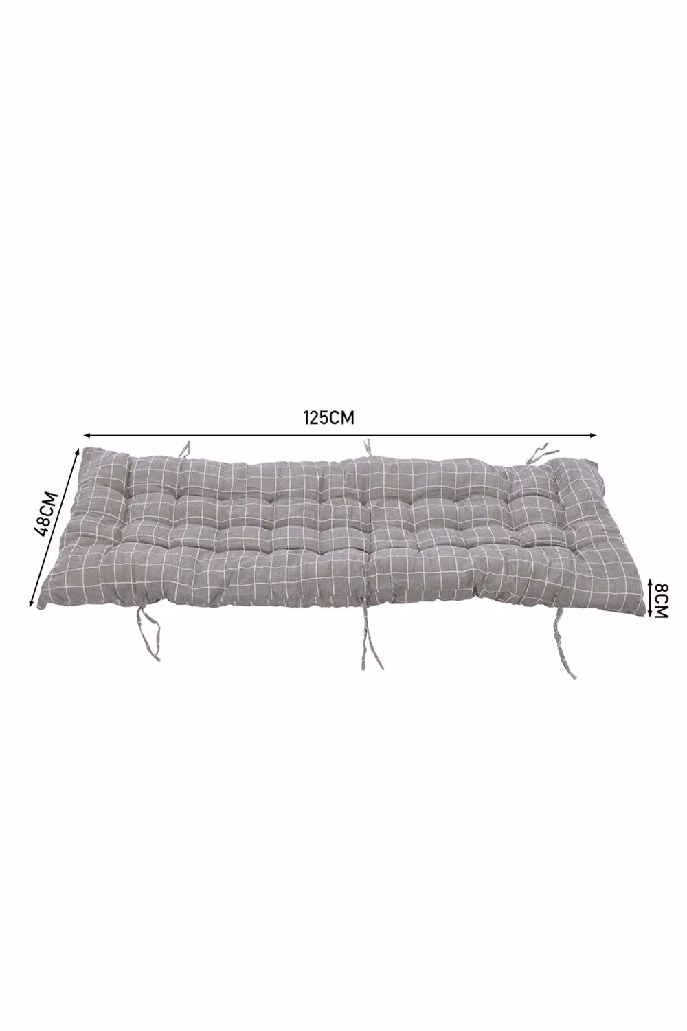 Living and Home Grey Plaid Print Button Tufted Beach Chair Seat Cushion, W: 48 cm, L: 125 cm – 3