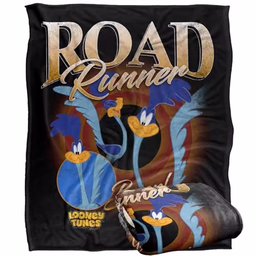 Warner Bros. Looney Tunes Road Runner Super Soft Silky Touch Fleece Throw Blanket, Multicolour, W: 152 cm, D: 127 cm