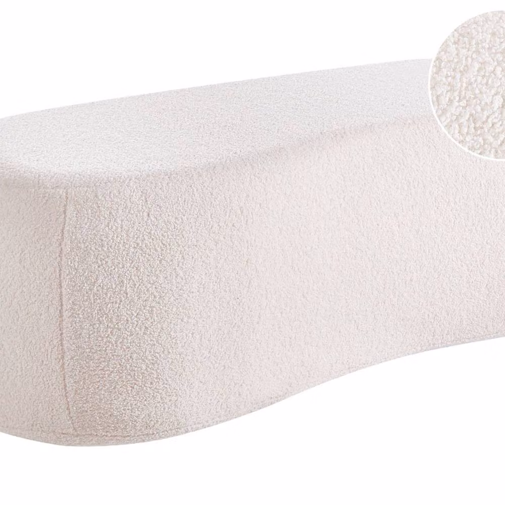 Wyld and Coco Off-White Boucle Pouffe, W: 115 cm, D: 56 cm, H: 43 cm – 2