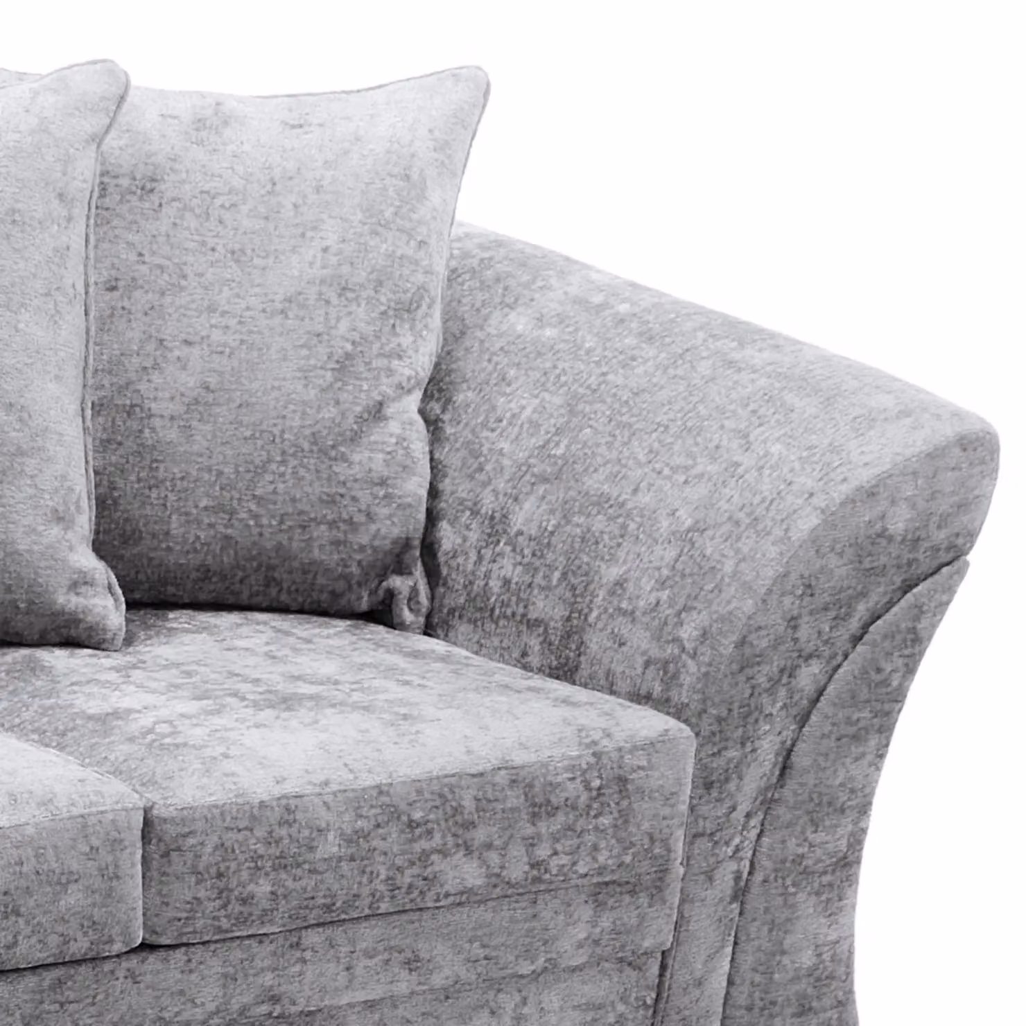 Abakus Direct Farrow Left Facing L Shaped Corner Sofa in Light Grey Crushed Chenille with Scatter Cushions – 3