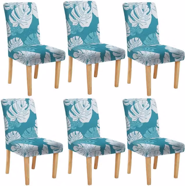 Roseley Floral Pattern 17/6 Removable Dining Chair Covers in Blue and Turquoise