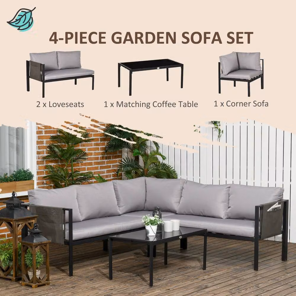 STILVORA Modern 5-Seater Sofa with Metal Frame in Grey – 2