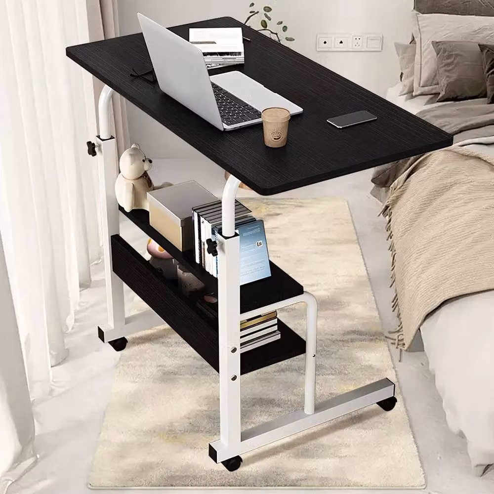 FORGEVIO Black Height Adjustable Overbed Writing Desk with Castors – 3