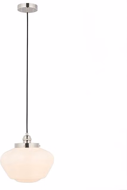Perch & Parrow Retro White Glass Dome Pendant Light in Silver
