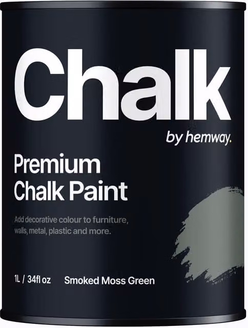 Hemway Chalk Paint Flat Matt in Smoked Moss Green, 1L