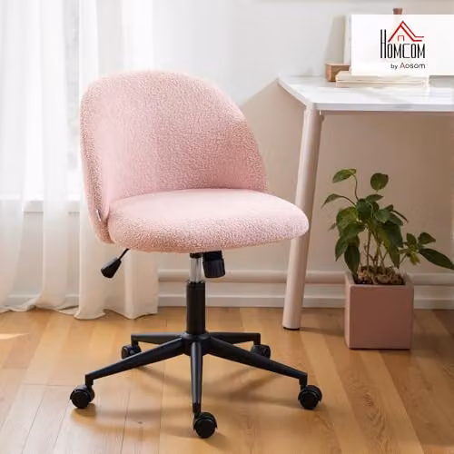 HOMCOM Pink Fabric Swivel Task Chair for Home Office, W/D/H: 59 x 59 x 84.5 cm – 2