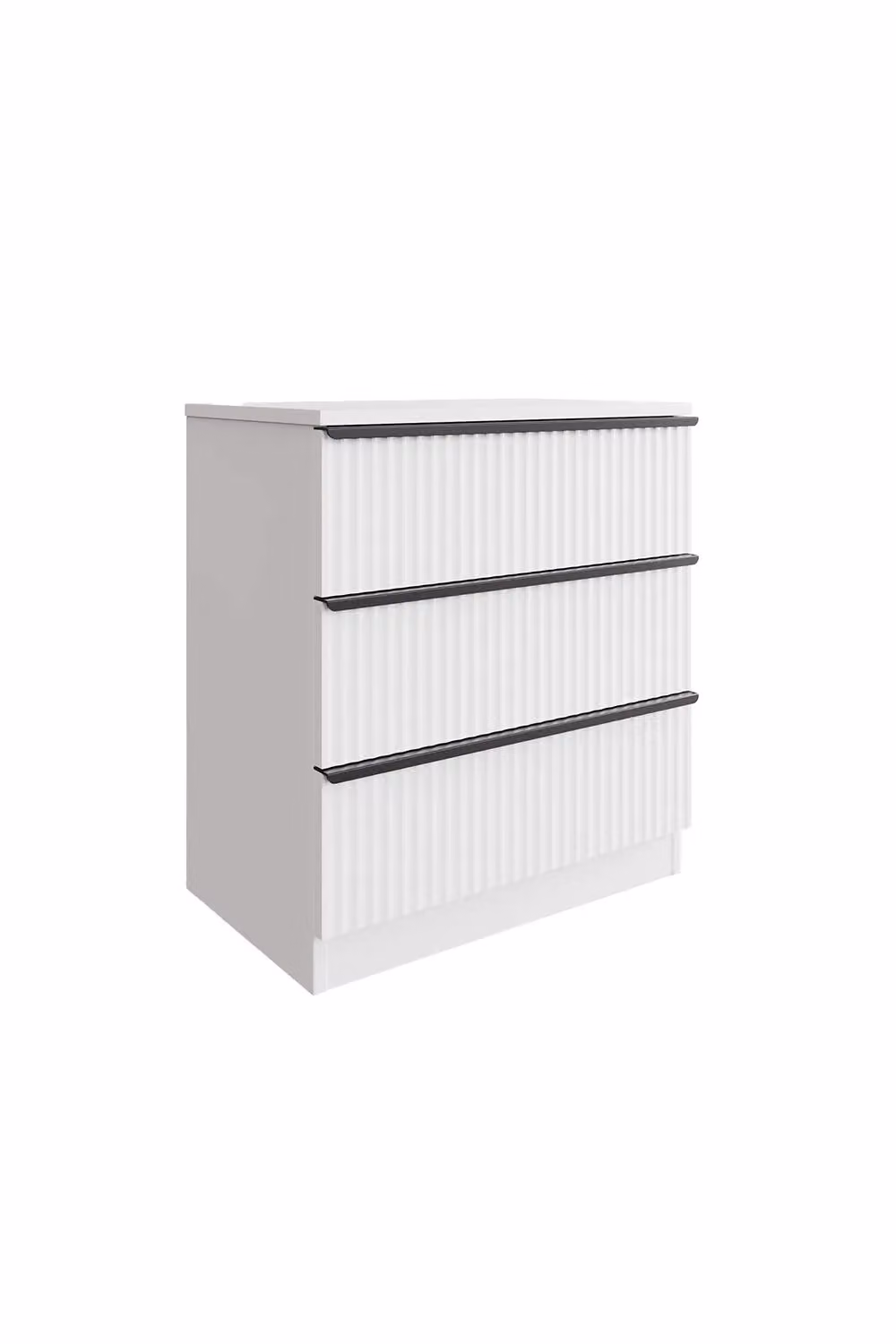 FWStyle Lania Ripple Effect White 3 Drawer Chest Of Drawers H 68.5 x W 60 x D 40 cm – 3