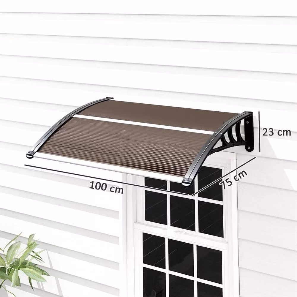 EONLION UV Waterproof Brown Polycarbonate Outdoor Window and Door Canopy Awning, Width: 100 cm – 2