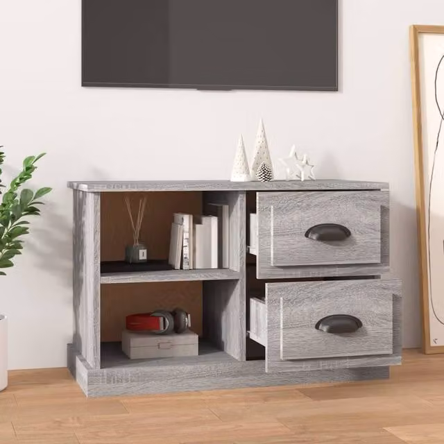 Berkfield Home Modern Grey Sonoma TV Cabinet in Matt Engineered Wood W/D/H: 73 x 35.5 x 47.5 cm – 1