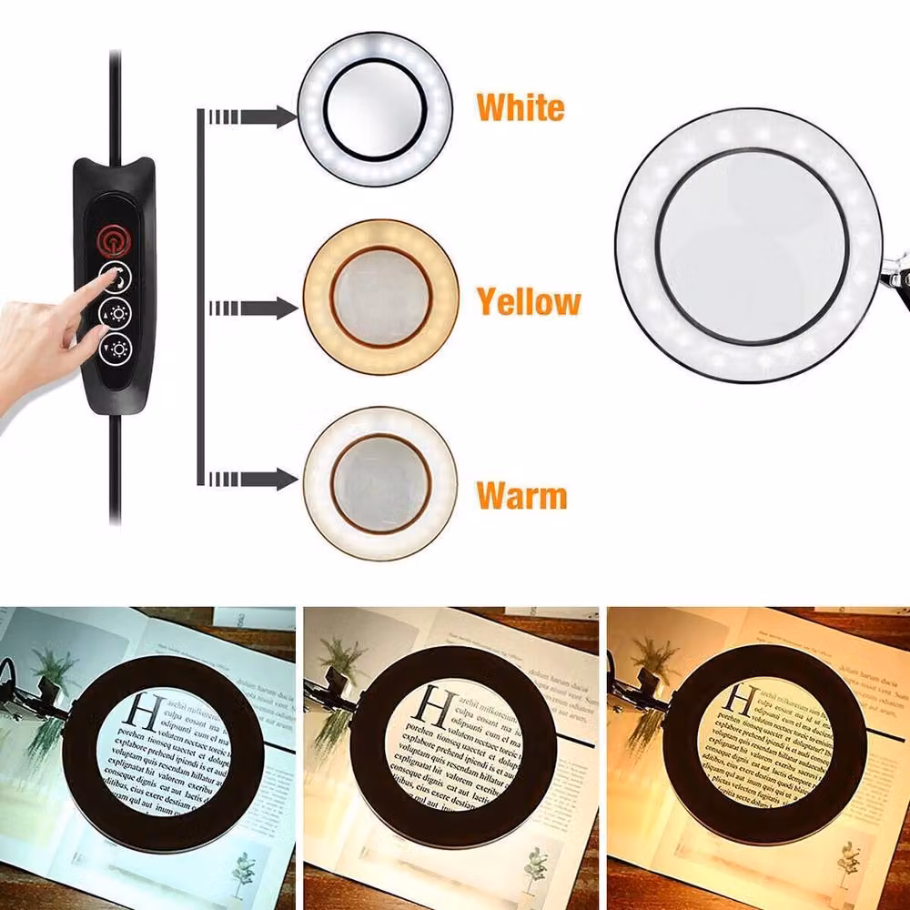 Kelvenix 10X Magnifying Glass Lamp with Dimmable LED Light in Black – 3