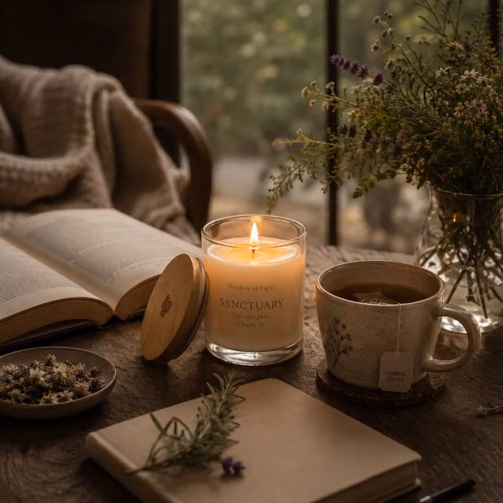 Wisdom of Light Chapter III: Sanctuary in White Coconut Wax Votive Candle in White – 4