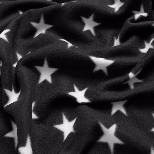 Dreamscene Geometric Stars Fleece Throw Blanket, Black, W: 150 cm