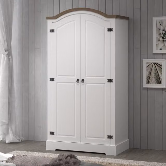 Home Source Corona 2 Door Arched Wardrobe in White