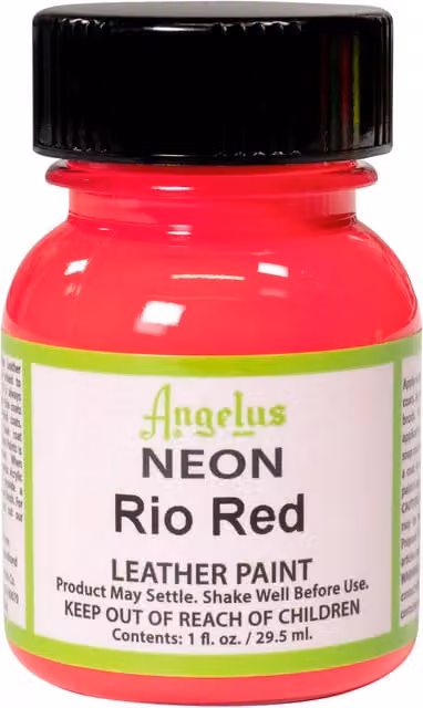Angelus Red Acrylic Leather Paint Neon Colour 29.57 ml