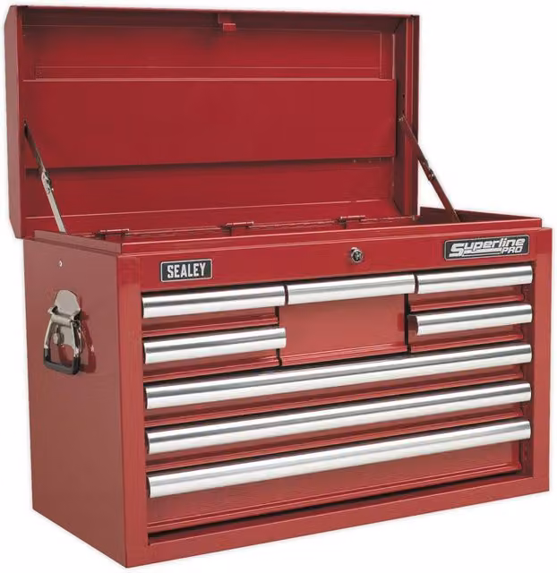 Loops Red 8 Drawer Lockable Tool Chest Storage Unit Cabinet W: 66.0 cm, D: 31.5 cm, H: 43.0 cm
