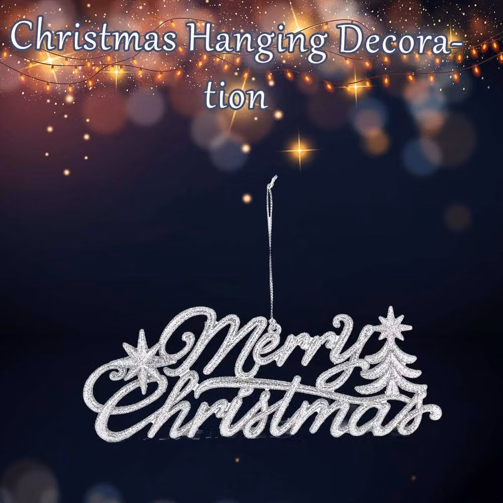 VFM e-Store White Merry Christmas Hanging Decoration, W: 14 cm, H: 20 cm – 2