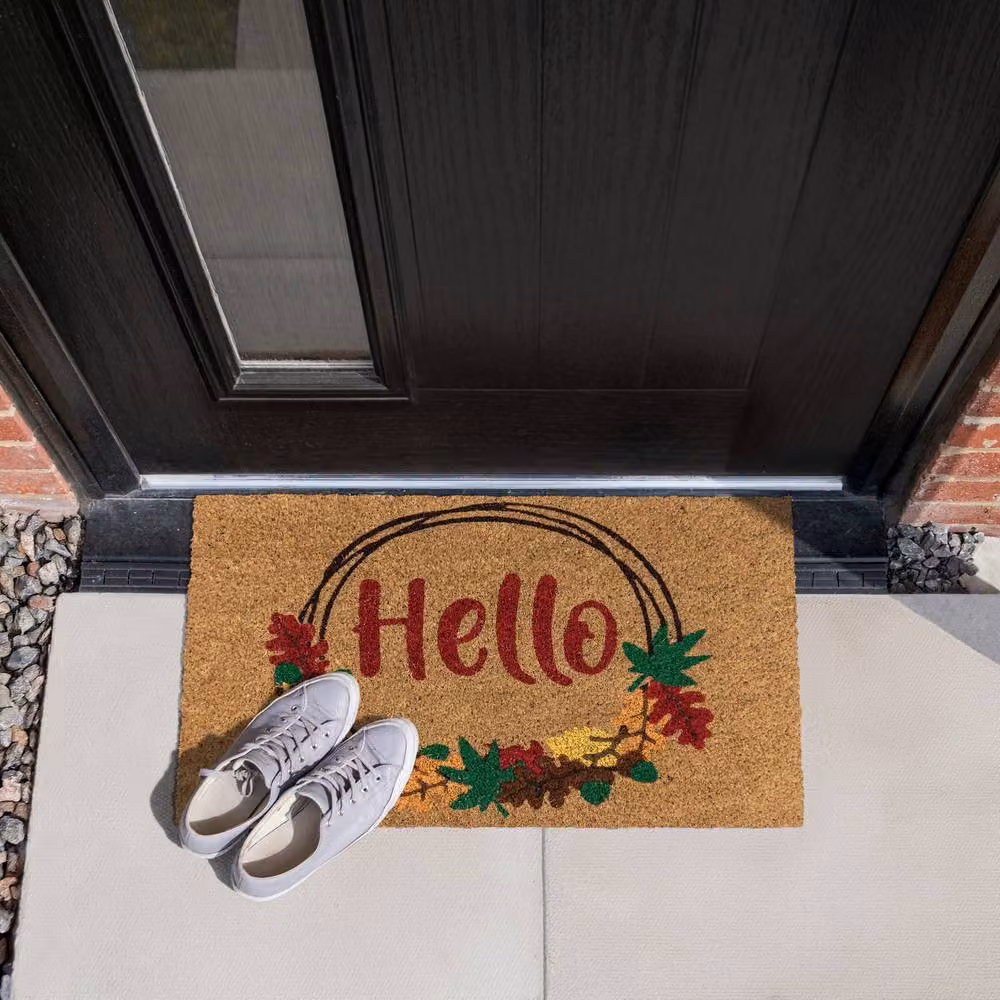 JVL Hello Autumn Coir Doormat with PVC Backing, Multicolour, W: 60 cm, D: 40 cm – 4