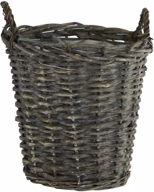 KDMD Grey Open Weave Wicker Basket with Liner and Handles, 3 Pack, Diameter: 23 cm