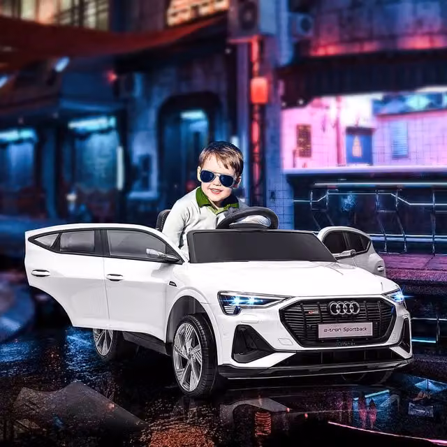 HOMCOM Audi 12V Kids Electric Ride-On Sports Car with Light and Sound, White