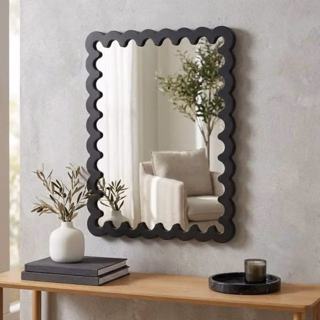 Garden Greatness Urban Wavy Style Framed Mirror in Black