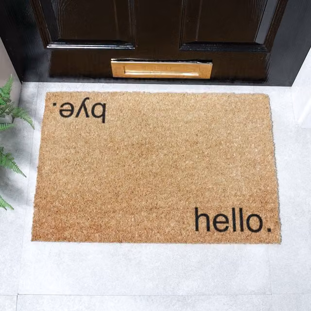 Artsy Mats Hello Bye Doormat in Black and Brown, W: 60 cm, D: 40 cm