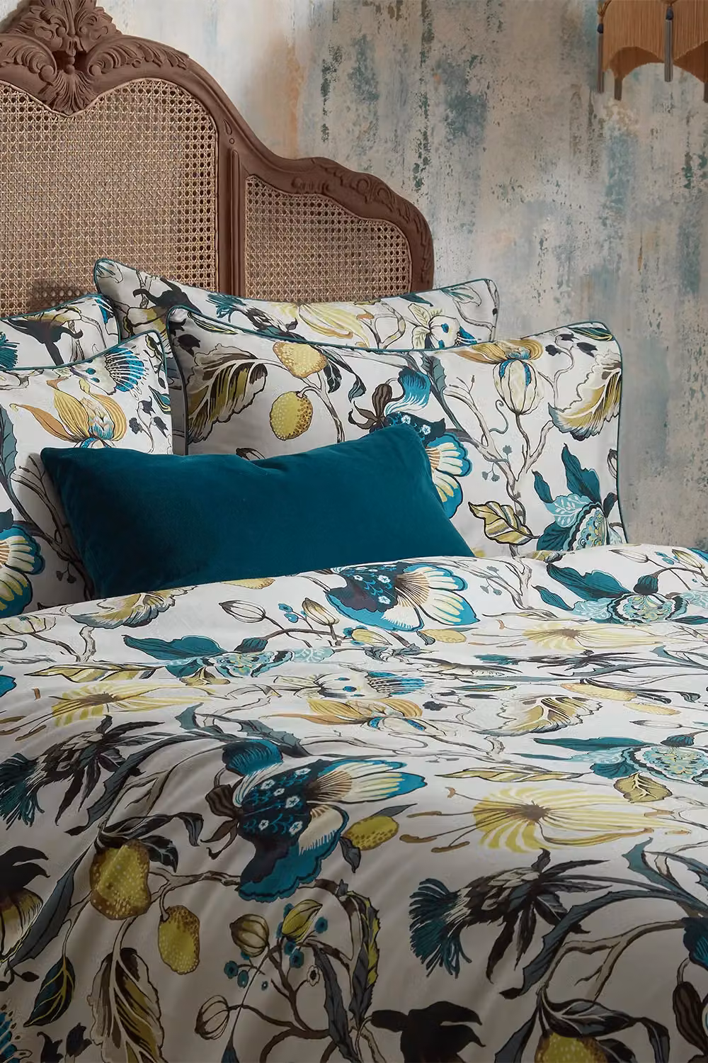 Edinburgh Weavers Morton 200 Thread Count Floral Premium Cotton Mako Satin Duvet Cover Set in Petrol Multicolour, W/D/H: 140 x 200 cm – 2