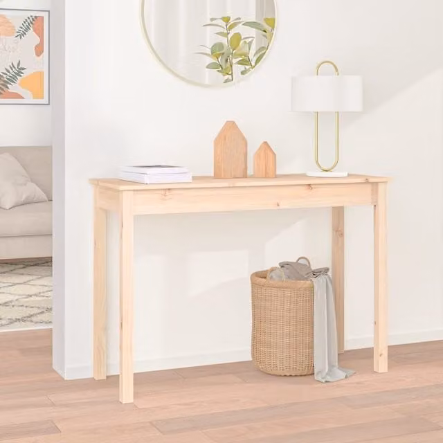Berkfield Home Rustic Solid Wood Pine Console Table, Brown, W/D/H: 110 x 40 x 75 cm