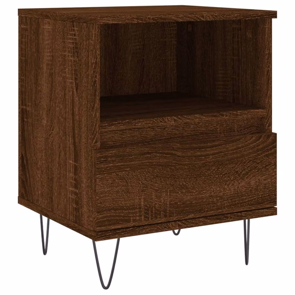 Berkfield Home Modern Bedside Cabinets, 2 Piece Set in Brown Oak, W/D/H: 40 x 35 x 50 cm – 4