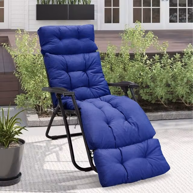 Lifeideas Extended Outdoor Lounger Cushion in Navy Blue Polyester